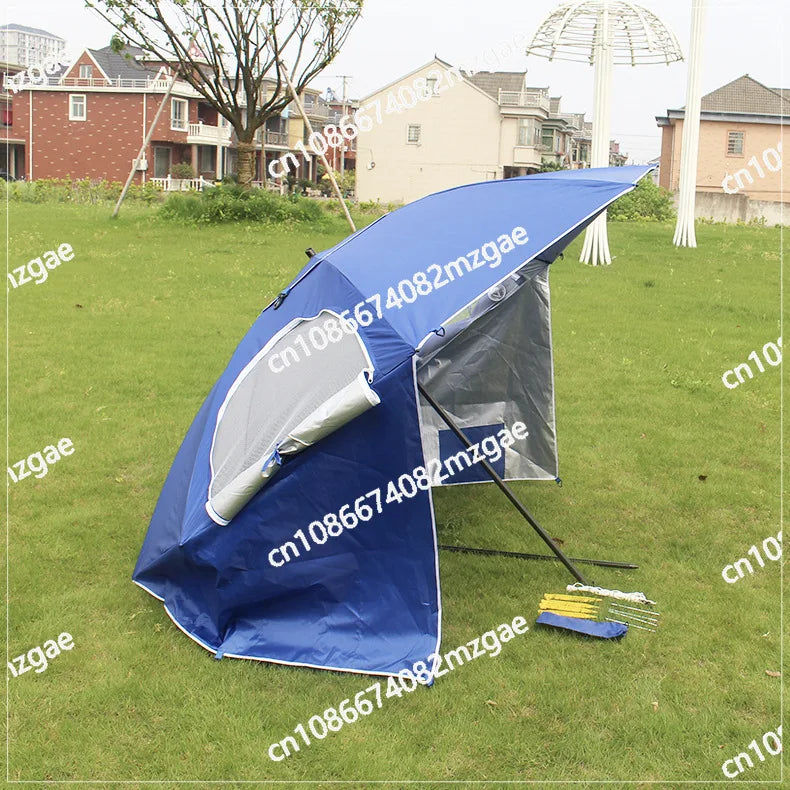 2.4 Meters with Window Breathable Windproof Outdoor Portable Beach Fishing Dual-purpose Tent Umbrella Beach Umbrella