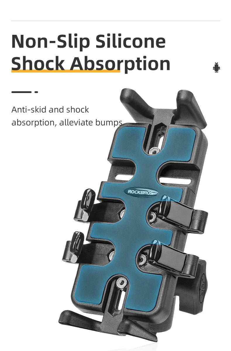 ROCKBROS Motorcycle Bike Phone Holder Adjustable with Shock Absorber Module Nonslip Bike Phone Stand