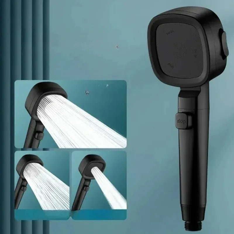 High Pressure Shower Head Water Saving 3 Modes Shower Heads Adjustable One-Key Stop Water Massage Sprayer Bathroom Accessories