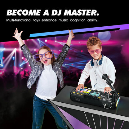 Kids Simulation DJ Mixer Controller Toy Multifunctional Music Effects Electronic Learning Game Birthday Gift for Children Mixers
