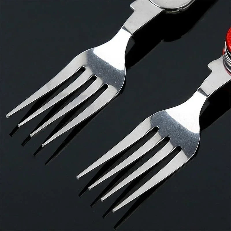 4 in 1 Camping Utensils Cutlery - Camping Stainless Steel Folding Pocket Kits for Hiking Survival Camping Travel