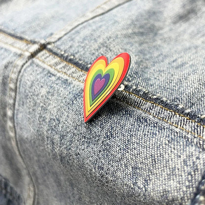 Retro Rainbow Love Heart Pattern Badge Lapel Pin Colorful Gay Pride LGBT Jewelry Valentine's Day Gift