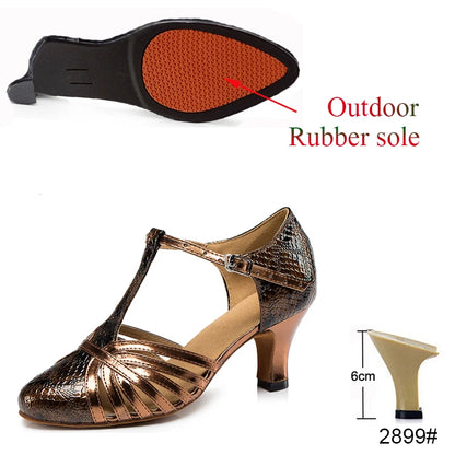 New Latin Shoes Salsa Tango Ballroom Party Women's Shoes Bronze High Heel Dance Sneakers Outdoor Fashion Women's Shoes On Sale
