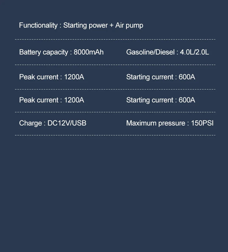Car Jump Starter With Air Compressor LCD Screen  Portable Booster Charger 1200A Powerful Car Battery Starting Device Car Starter