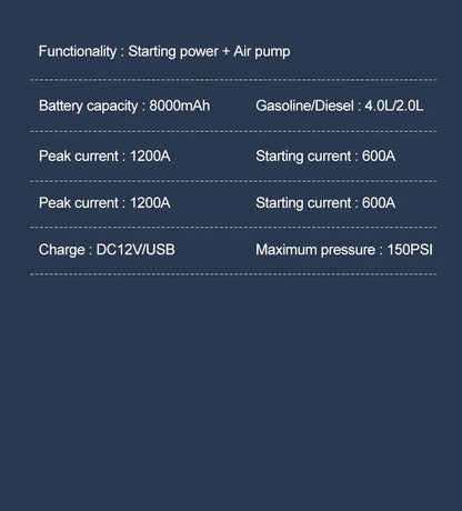 Car Jump Starter With Air Compressor LCD Screen  Portable Booster Charger 1200A Powerful Car Battery Starting Device Car Starter