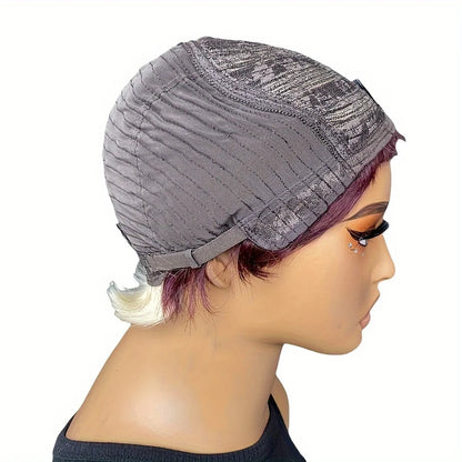 Pixie Cut Wigs For Women Brazilian Human Hair 99J Red 613 Short Wig With Bangs Layered Pixie Cut Wigs Full Machine Made Wig