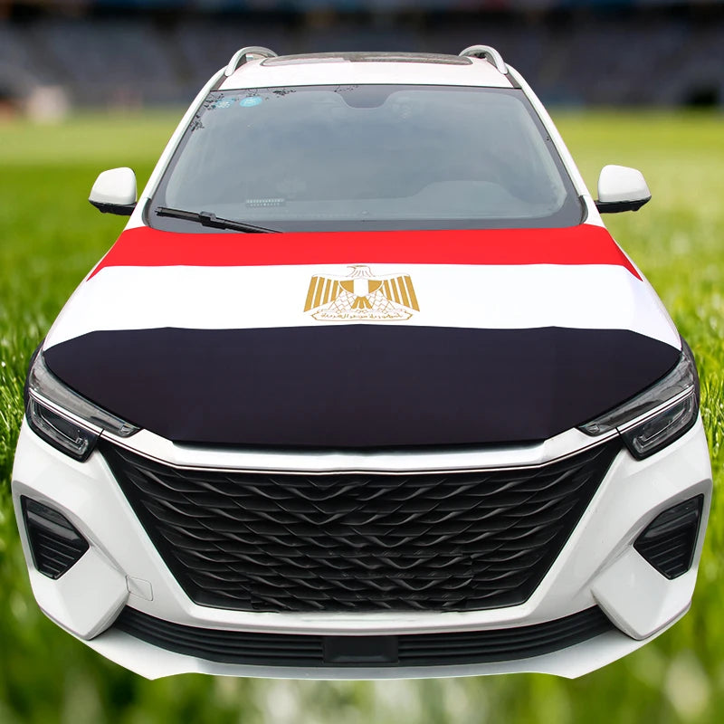 National Egypt Flag Car Engine Cover Egyptian Decoration Elastic Fabrics Truck Full Graphic Decor Bonnet Banner