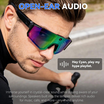 2026 AI Skiing Smart Glasses 800W HD Anti-shake Camera Action Capture Goggles Men 3D Surroud Sound AI Chat Call Sport Sunglasses