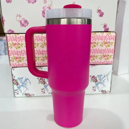 40oz Tumbler withLOGO Handle Lid Straw Stainless Steel Vacuum Insulated Quengher H2.0 Thermos Cup Silicone Boot for Stanleys