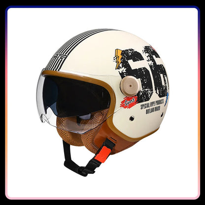 Daul Lens Open Face Motorcycle Helmets Retro Vintage Moto Jet Helmet Men Women DOT Unisex 3/4 Open Half Helm Cascos Para Motos