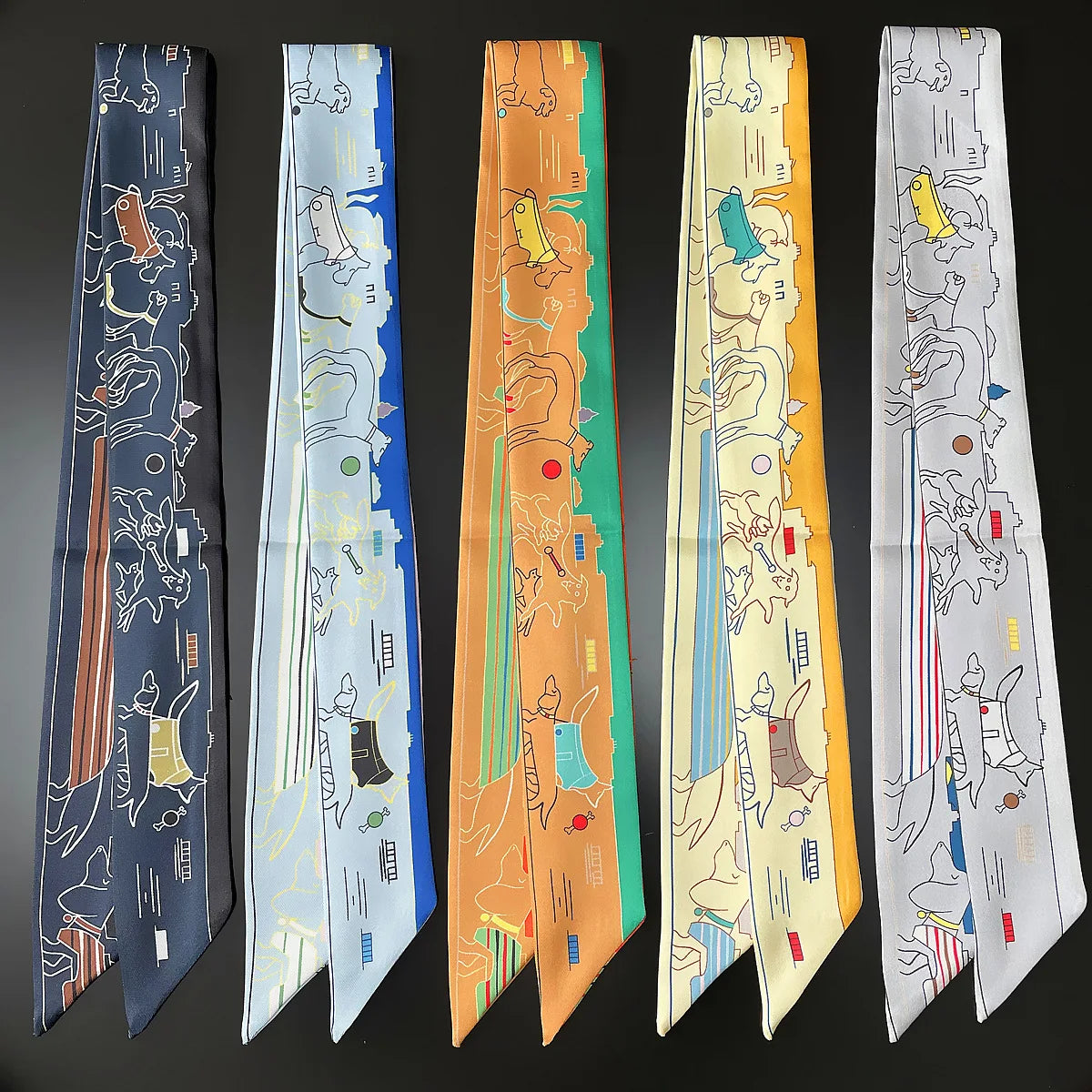 Luxury Brand Horse Bag Scarf 2024 New Design Womens Silk Scarf Fashion Head Scarf Headwear Long Skinny Scarves Bag Accessories
