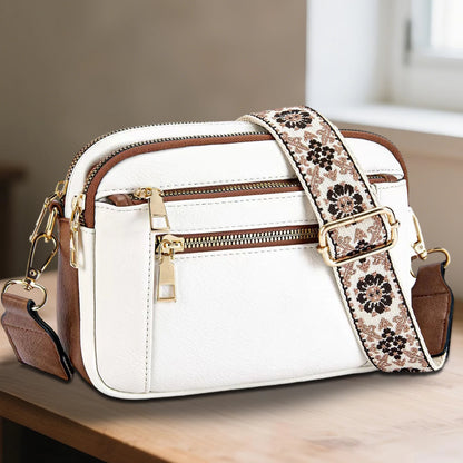 casual Shoulder Bags Women Zipper Stylish PU Texture black white brown Crossbody Bag for women 2025