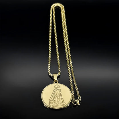 Christian God Jesus Medal Necklace for Women Men Stainless Steel Gold Silver Color Holy Pray Chain Jewelry colar masculino