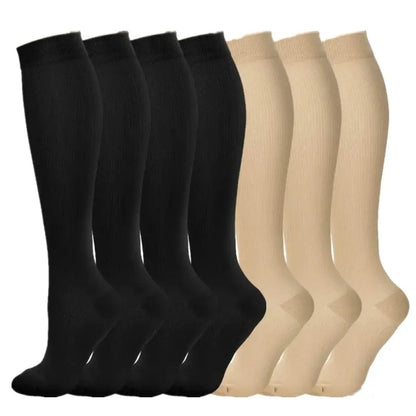 3/6/7 Pairs Compression Socks Women Medical Edema Running Socks Men Knee Length Cycling Socks  Football Basketball Outdoor trave
