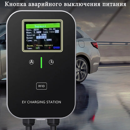 7KW 32A GBT EV Charging Station Charging Station Car Electric Vehicle Car Charger Wallmount with Hook Russian Display