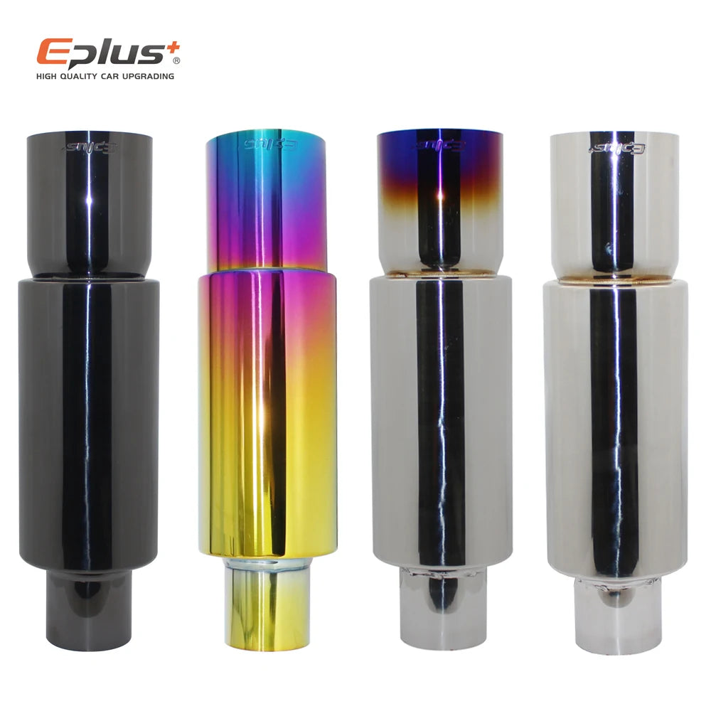 EPLUS Car&Motorcycle Exhaust Pipe Muffler Tail Pipe Universal High Quality Stainless Steel 51 57 63MM Exhaust End Output 89MM