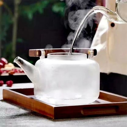 1500ML Starry Sky Lid Glass Teapot With  Wooden Beam Steaming and Cookig Tea Pot With Infsuer Kungfu Tea Set Teaware