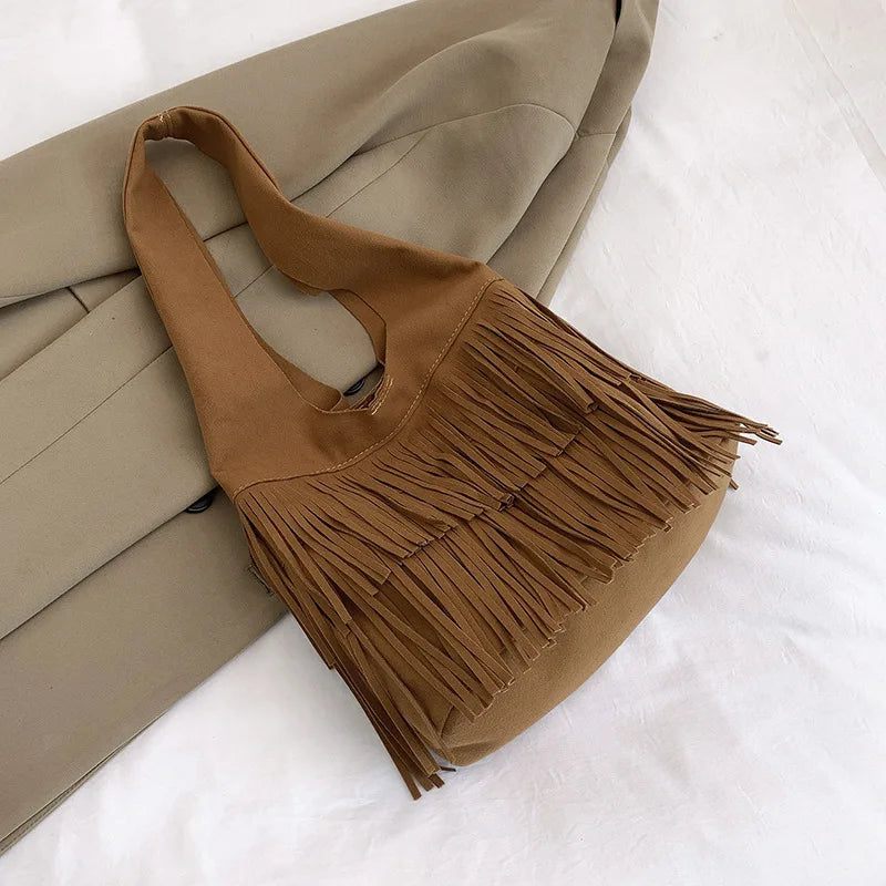 Suede Tassel High Quality Faux Shoulder Bags Fashion Large Capacity Sense of Luxury Popularity Women's Tote Bags Casual New