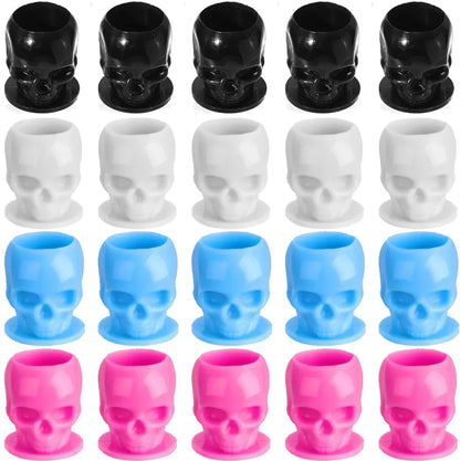50Pcs Disposable Tattoo Skull Ink Cups Permanent Makeup Coloring Pigment Cup Container Tattoo Accessory for Tattoo Artists
