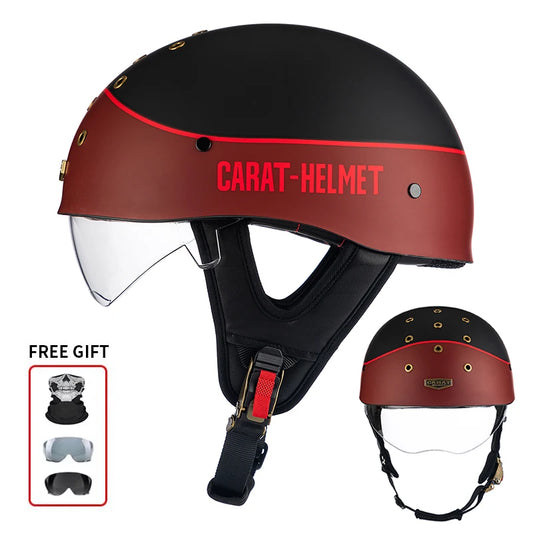 China 3C Certified Lightweight Retro Motorcycle Helmet Face-opening Summer Breathable Men's Helmet with Sunshade Mirror