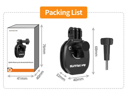Motorcycle Windshield Clip Mount for Go Pro 13 12 11 10 9 8 7 DJI OSMO 360 Action 4 5 Pro Insta 360 X5 X4 Go 3S ACE Pro 2 Camera