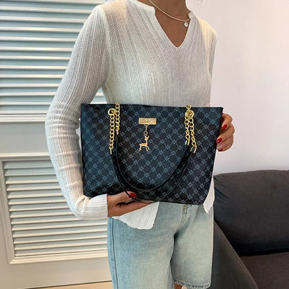 Summer High Quality PU Leather Fashion Large-capacity Shoulder Armpit Women's Bag Work Student Travel Female Retro Handbag Tote