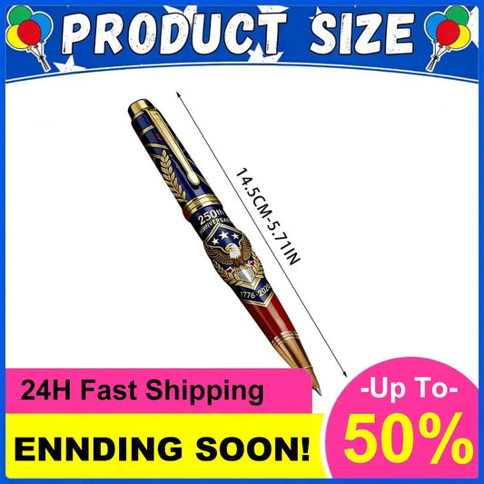 250th Anniversary Commemorative Ballpoint Pen with Gift Box Fourth of July Pens for Patriot History Enthusiast Works Daily Use