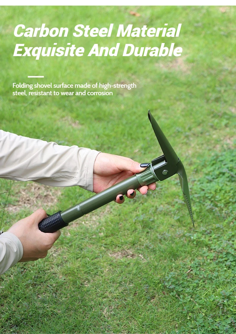 Foldable Portable Truck Mounted Engineer Shovel Camping Tent Outdoor Shovel Self-defense Survival Tool Compass Storage Bag