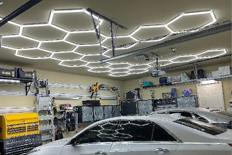 Hexagon Dimmable LED Ceiling Light Modern Honeycomb Panel with 3-Level Dimming 100%/50%/20% for Living Room Bedroom Salon Garage