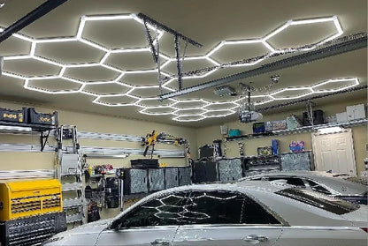 Hexagon Dimmable LED Ceiling Light Modern Honeycomb Panel with 3-Level Dimming 100%/50%/20% for Living Room Bedroom Salon Garage