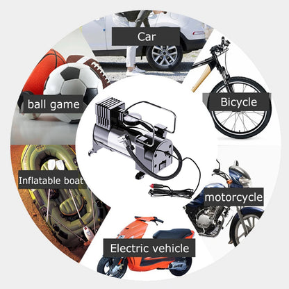 12V Car Tire Pump with Pressure Gauge Heavy Duty Tire Inflator Heavy Duty Deluxe Portable Metal Air Compressor Car Tyre Inflator