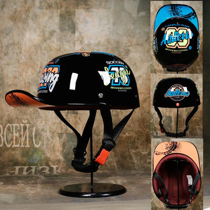 Baseball Cap Motorcycle Helmet Street Touring Half Helmet For Bike Cruiser Chopper Moped Scooter DOT Approved Moto Helmet