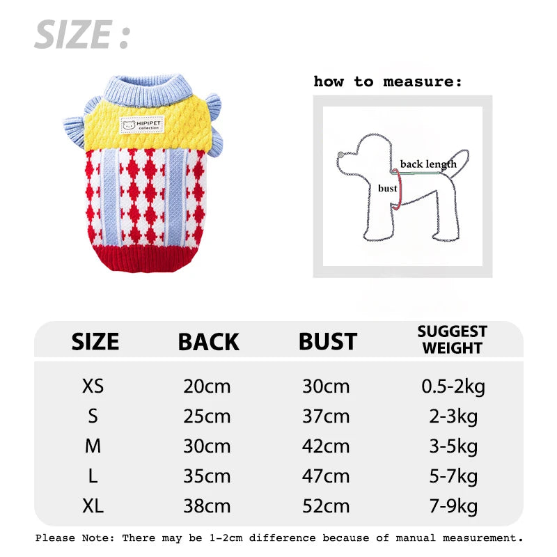 Diamond Grid Solid Cat Sweaters Warm Wool Knitting Winter Sphinx Small Dogs Clothing Ruffle Sleeve Female Girl Puppy Overalls