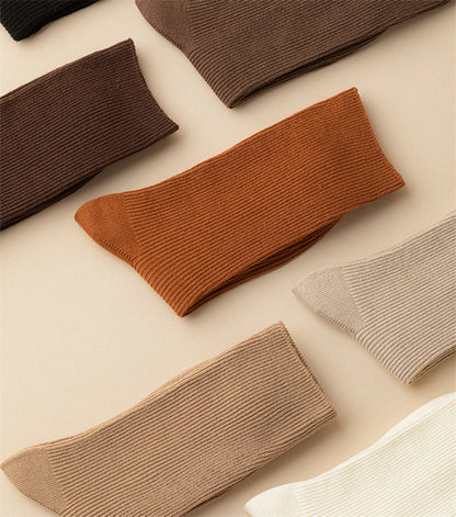 Women's Socks New Autumn Casual Simple Solid Color Winter Warm Socks For Women Korean Style Middle Tube Girls Pile Socks