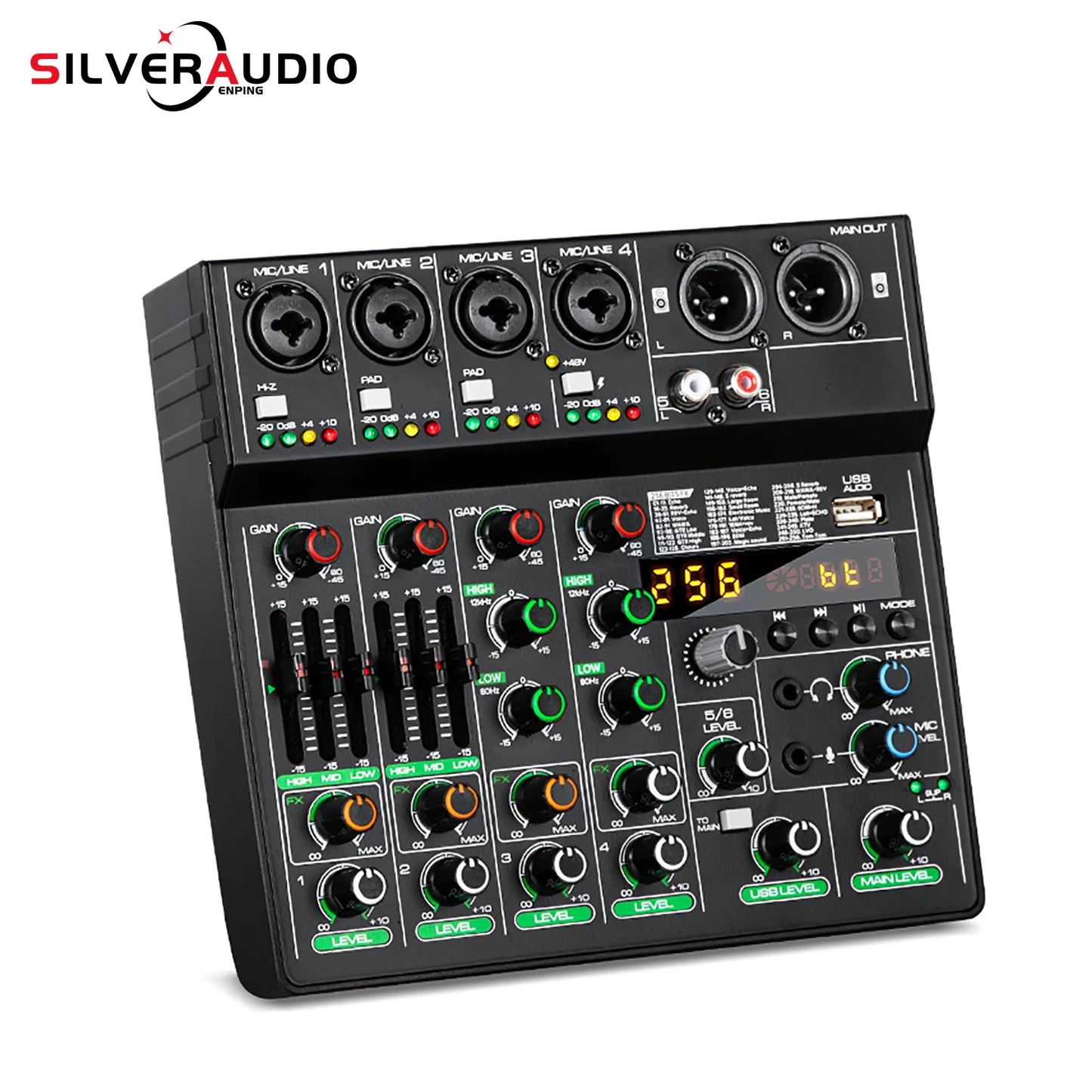 GAX-GT6  Professional 6-channel audio mixer, portable audio card, mixer，6-channel DJ controller/audio console mixer