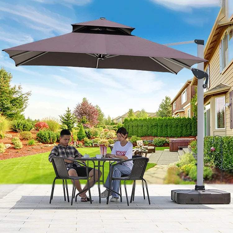 Outdoor Furniture Sunshade  Garden Umbrella Aluminum 3m square Offset Parasol 10 ft Cantilever Commercial Patio Umbrella & Bases