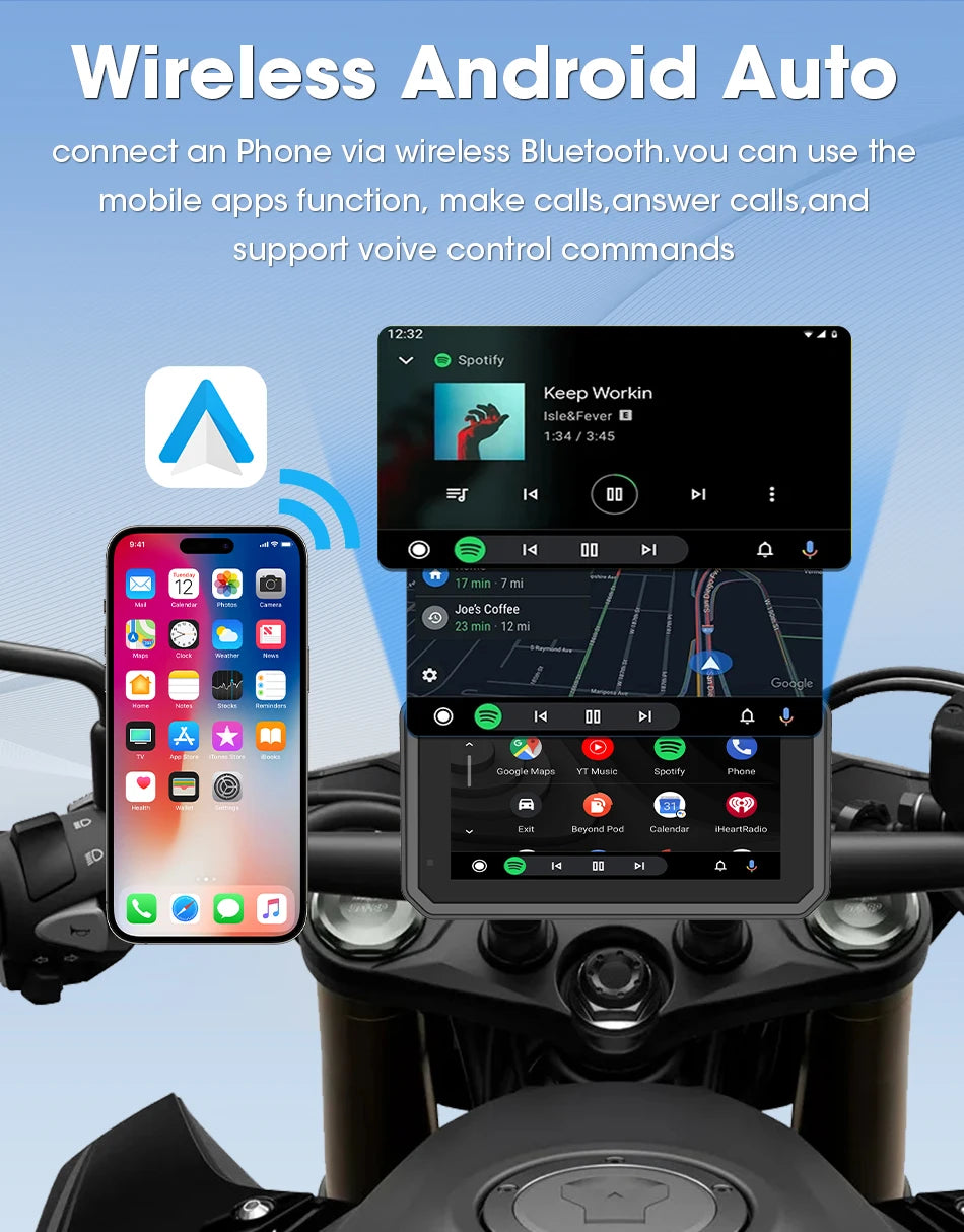 6.25 Inch Portable Quick Disassembly Motorcycle Carplay Android Auto GPS for Moto Navigation IP67 Waterproof IPS Display TPMS