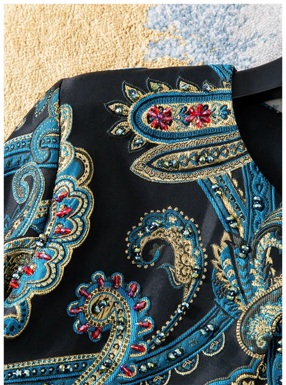 Elegant Embroidered Jacquard Trench Coat for Women 2025 | Round Neck Mid-Length Jacket | European Style Spring Fall Outerwear