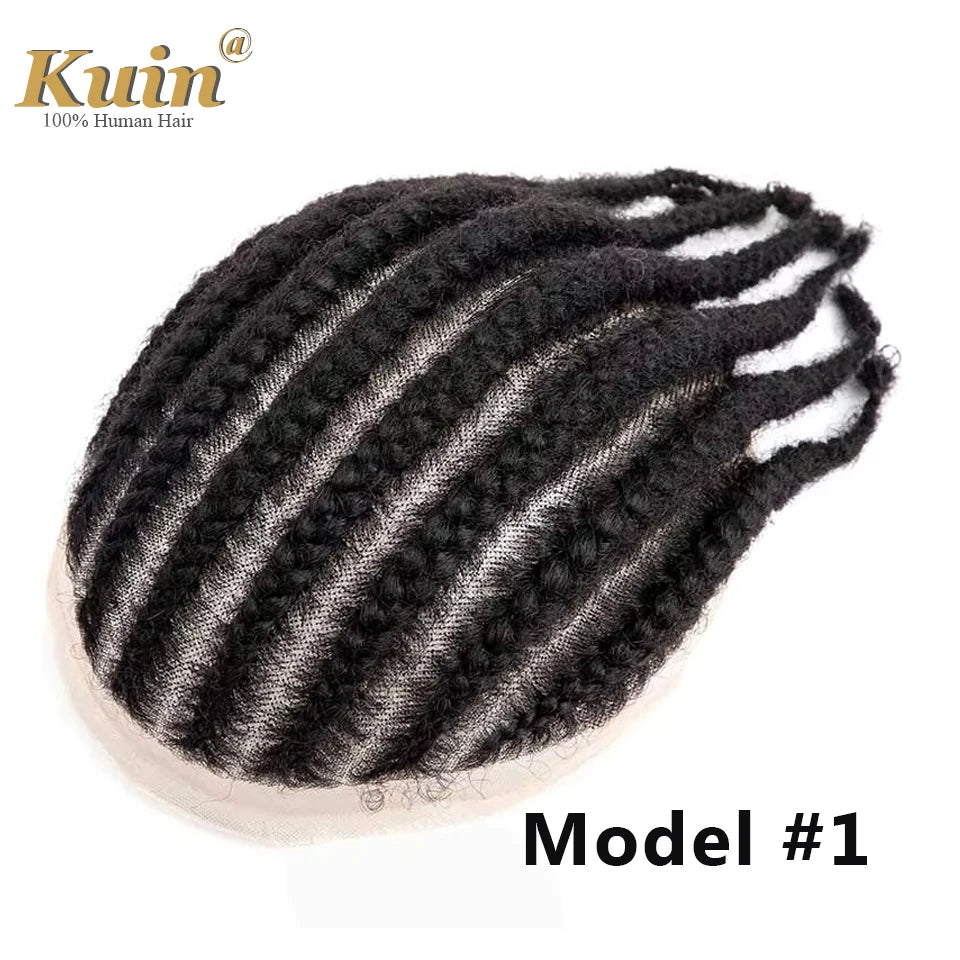 Braiding Toupee For Men Cornrow Braid Full Lace Man WIg Human Hair Braids Male Hair Prosthesis Human Hair Replacement System