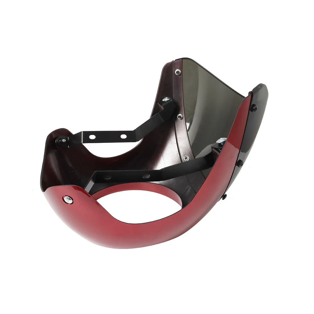 Motorcycle Red/White Front Headlight Fairing Windshield For Cafe Racer Honda Universal 7inch/16.5~18cm Retro Headlamp Windscreen