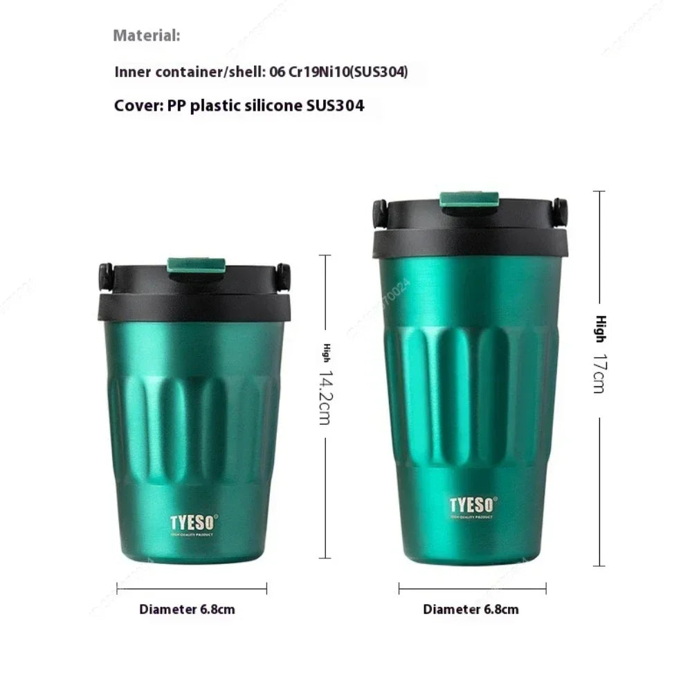 400/500ML Tyeso Vintage Coffee Mug Portable Steel Insulated Travel Cup Convenient Handheld 304 Stainless Thermos for On-the-Go