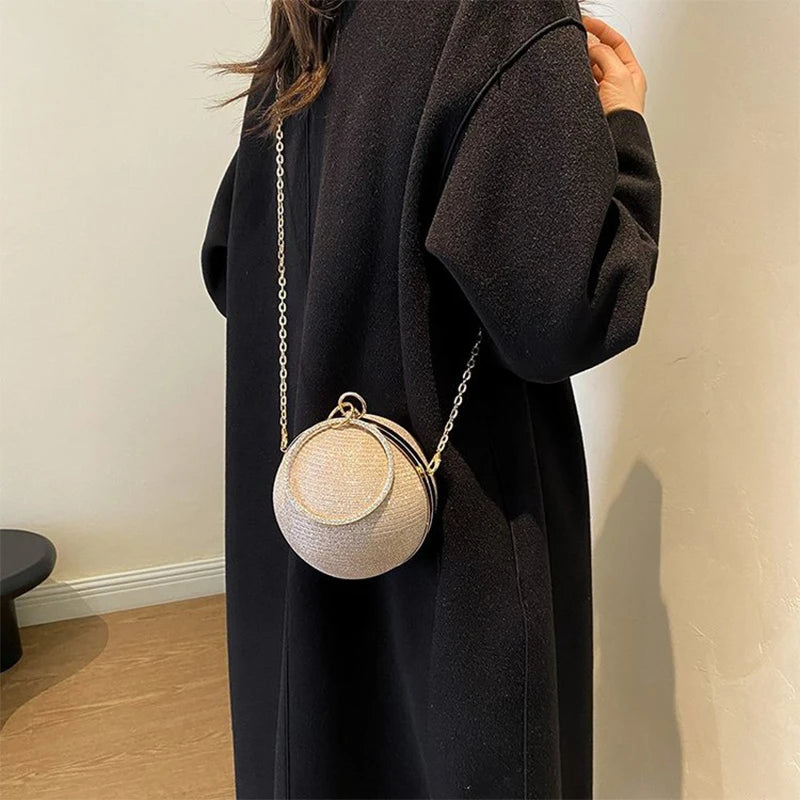 Circular Ring Portable Evening Bags Metal Round Ball Handbags For Lipstick Elegant Luxury Clutch Purse Wedding Wallets