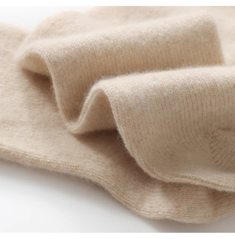 100% Cashmere Socks Women's Knitted Long Tube Socks High Elasticity Warm Straight Tube Socks Autumn Winter Mid Tube Sock