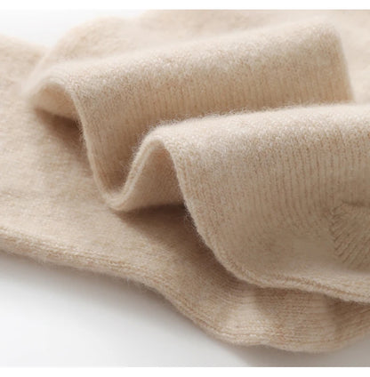 100% Cashmere Socks Women's Knitted Long Tube Socks High Elasticity Warm Straight Tube Socks Autumn Winter Mid Tube Sock