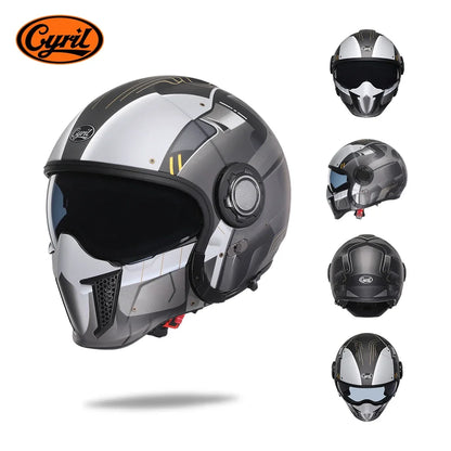 Modular Motorcycle Helmet Full Face Open Face Retro Helmets DOT ECE APPROVED CYRIL OP12A Capacete De Moto Masculino