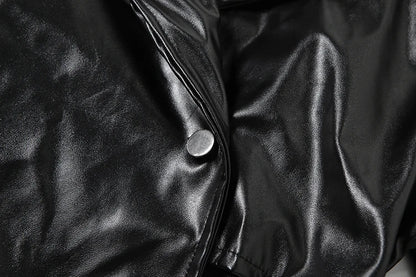 Weird Puss Faux Leather Crop Jacket Women Cross Neck Hipster Single Button Irregular Fall Trend Wild Basic Sexy Streetwear Coat