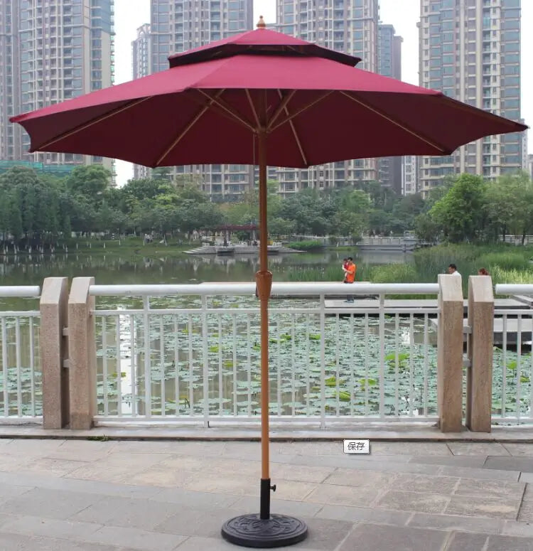 Luxury Custom Wooden Patio Umbrella Aluminum Frame Backyard Garden Sunshade for Outdoor Beach Hotel & Park Use