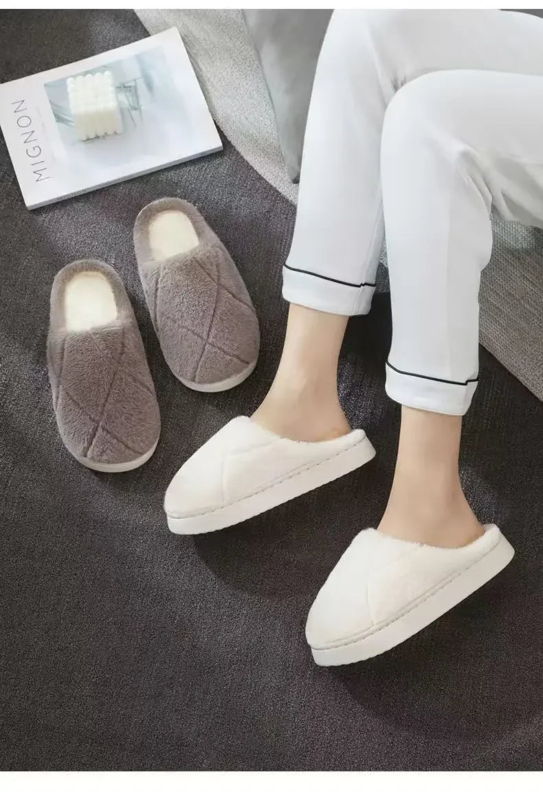 2025 Winter Plush Slippers - Cozy Non-Slip Indoor Warm House Shoes, Cute Lightweight Couple's Unisex Thick Sole Home Slippers