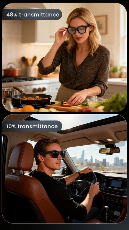 E02C Smart Glasses HD Photo Video Record OpenAI Real-time Translation Touch Photochromic Lenses Bluetooth Call Music Glasses