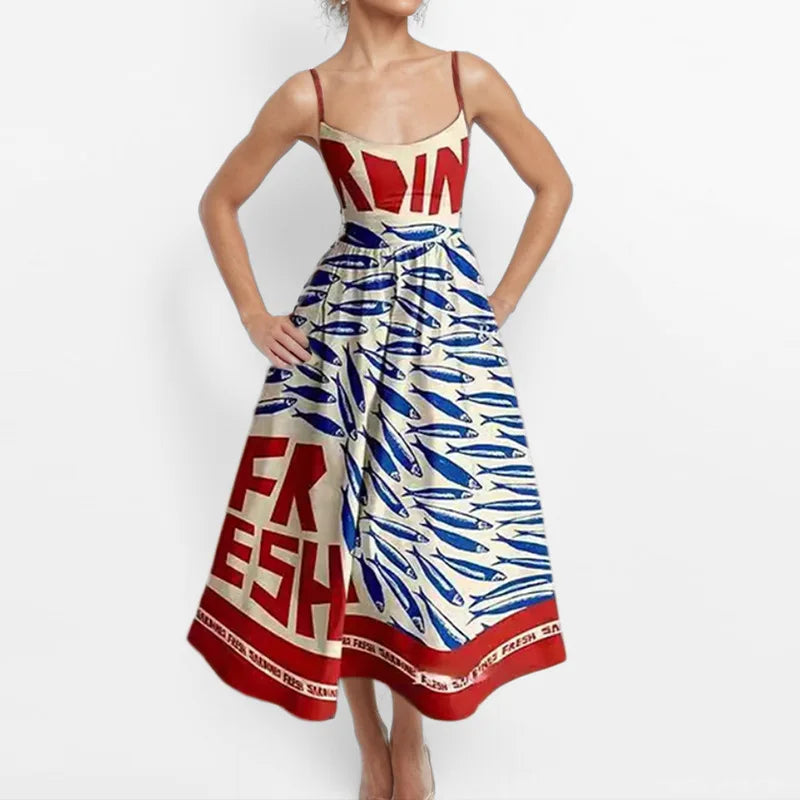 Elegant Women's Long Dresses 2025 Summer Print Vacation Suspender Sexy Dress Vestidos Mujer Verano  Платье Летнее Ropa Y2k Mujer